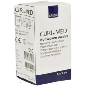 Non-woven kompress, 4-lags, 5x5cm, vit – 100 st/fp